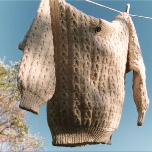 Vintage Wool Fisherman Sweater with Button